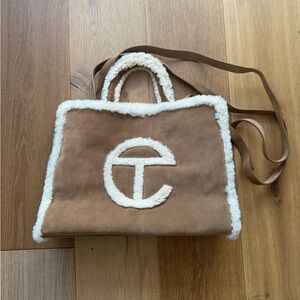 Telfar Brown Shearling Tote Bag